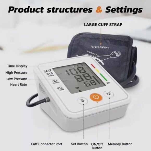 Portable-Small Blood-Pressure Monitors for Home-Use - White TrPoravel BP Machine - Picture 2 of 2